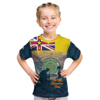 Niue ANZAC Day Kid T Shirt We Will Remember Them Camouflage Style LT14 Yellow - Polynesian Pride
