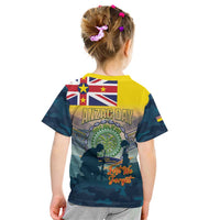 Niue ANZAC Day Kid T Shirt We Will Remember Them Camouflage Style LT14 - Polynesian Pride