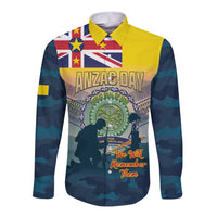 Niue ANZAC Day Long Sleeve Button Shirt We Will Remember Them Camouflage Style LT14 Unisex Yellow - Polynesian Pride