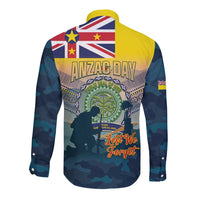 Niue ANZAC Day Long Sleeve Button Shirt We Will Remember Them Camouflage Style LT14 - Polynesian Pride