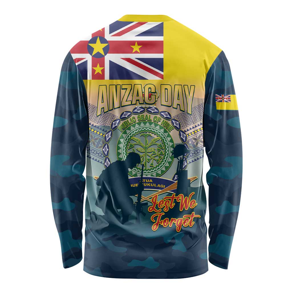 Niue ANZAC Day Long Sleeve Shirt We Will Remember Them Camouflage Style LT14 - Polynesian Pride