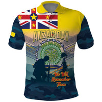 Niue ANZAC Day Polo Shirt We Will Remember Them Camouflage Style LT14 Yellow - Polynesian Pride