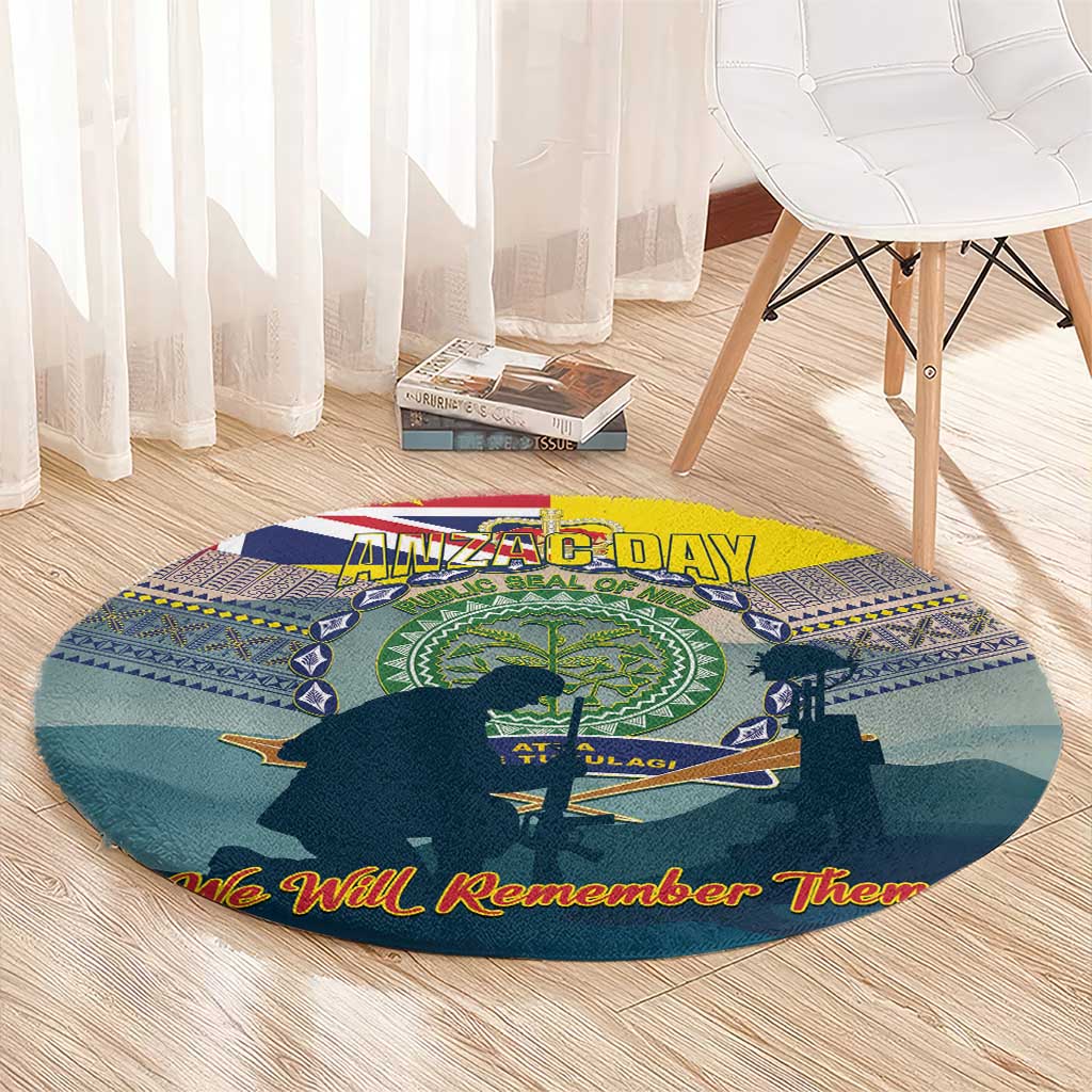 Niue ANZAC Day Round Carpet We Will Remember Them Camouflage Style LT14 - Polynesian Pride