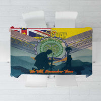 Niue ANZAC Day Tablecloth We Will Remember Them Camouflage Style LT14 Yellow - Polynesian Pride