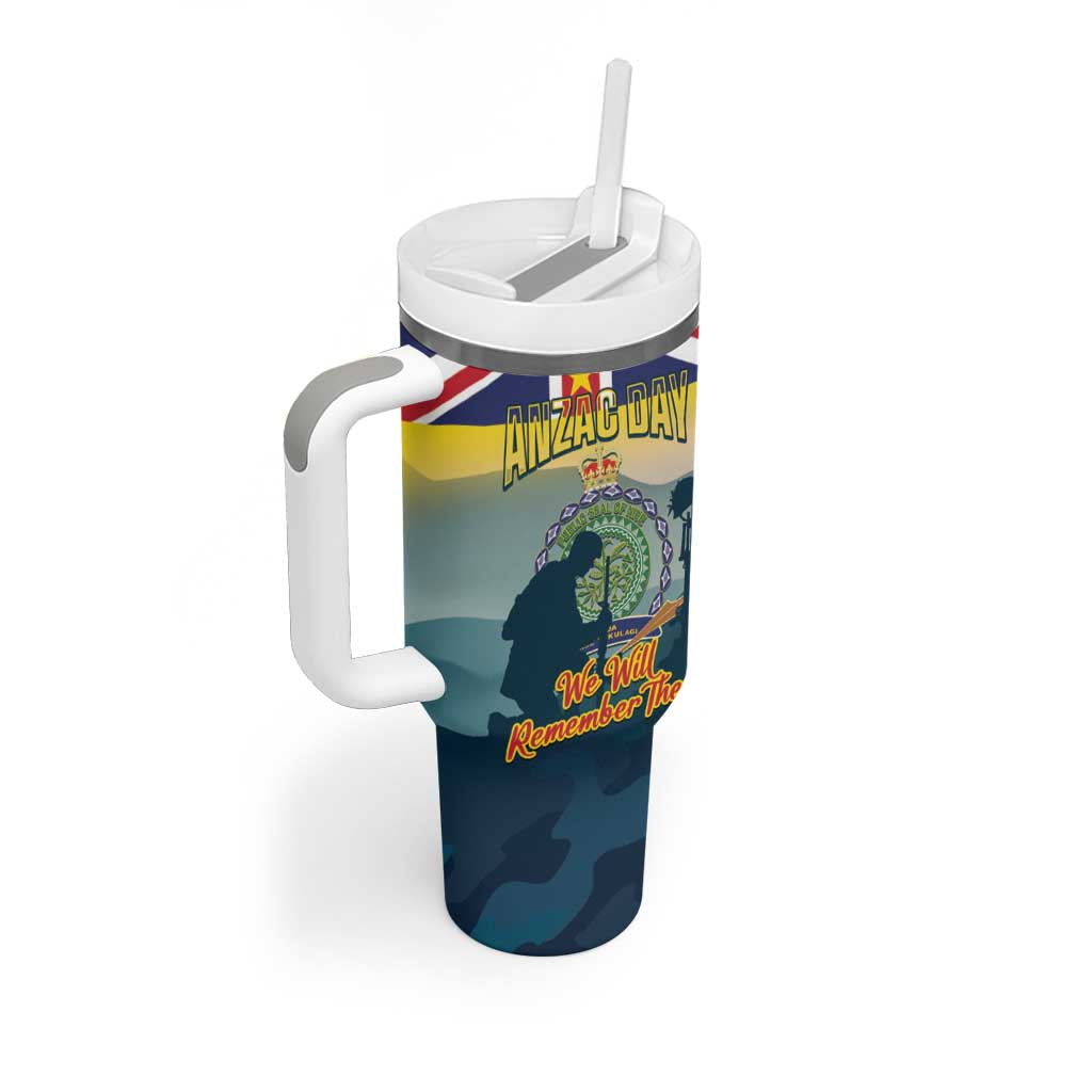 Niue ANZAC Day Tumbler With Handle We Will Remember Them Camouflage Style LT14 - Polynesian Pride