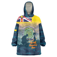 Niue ANZAC Day Wearable Blanket Hoodie We Will Remember Them Camouflage Style LT14 One Size Yellow - Polynesian Pride