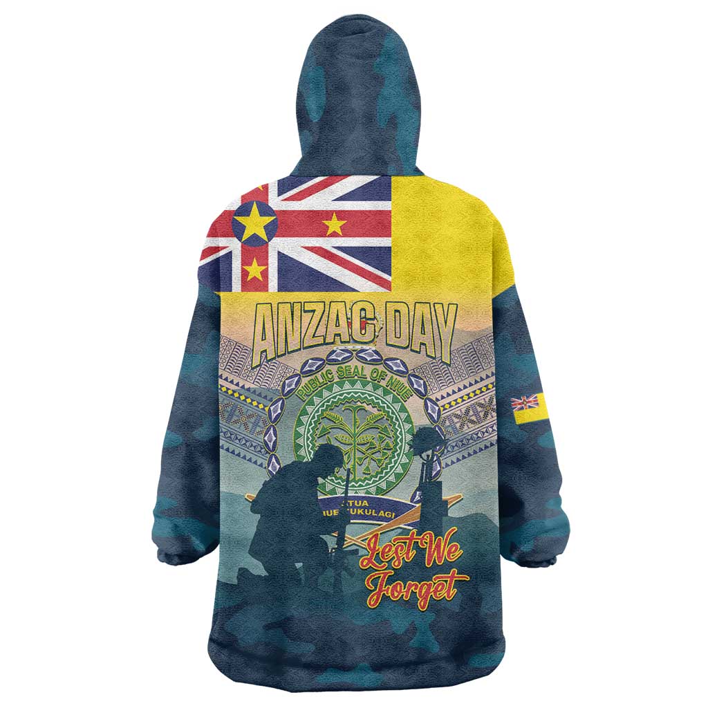 Niue ANZAC Day Wearable Blanket Hoodie We Will Remember Them Camouflage Style LT14 - Polynesian Pride