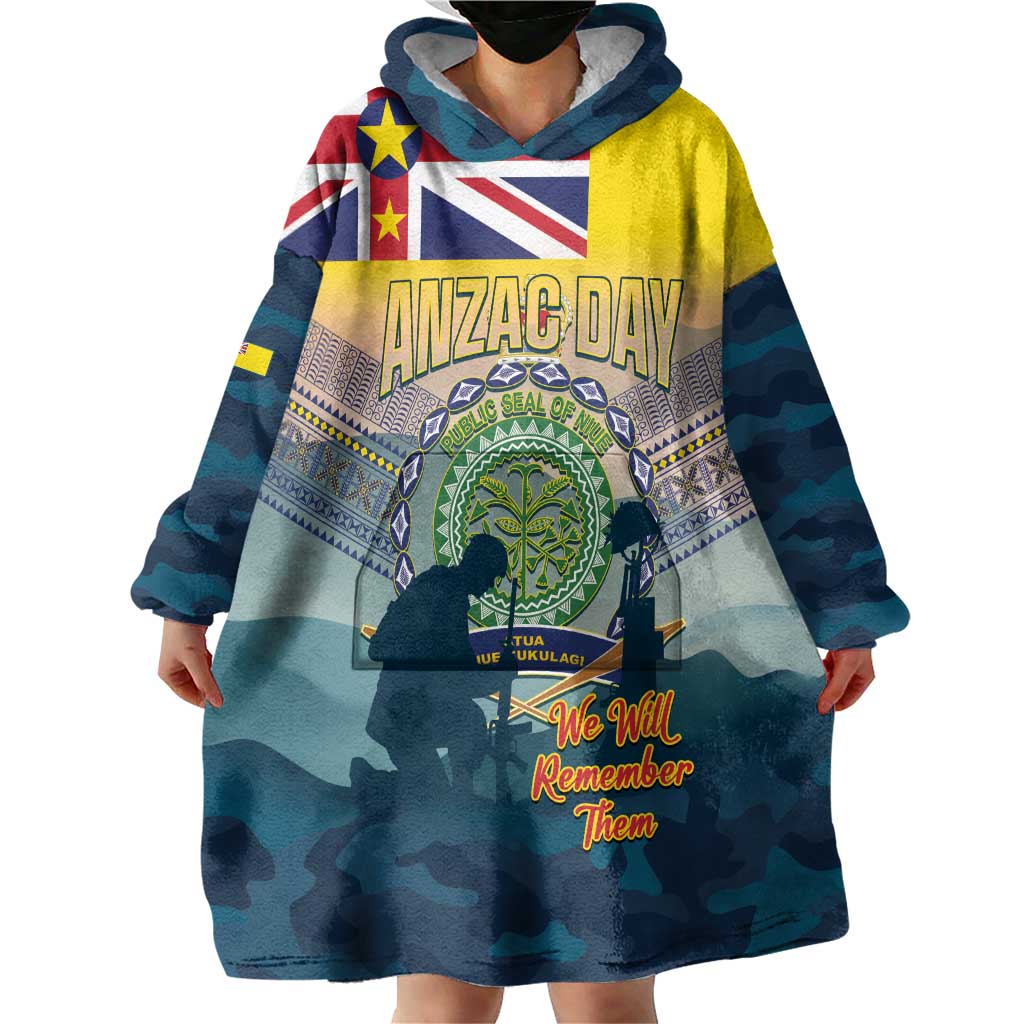 Niue ANZAC Day Wearable Blanket Hoodie We Will Remember Them Camouflage Style LT14 - Polynesian Pride