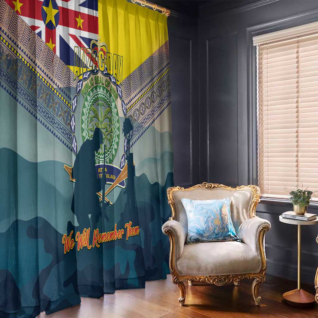 Niue ANZAC Day Window Curtain We Will Remember Them Camouflage Style LT14 - Polynesian Pride