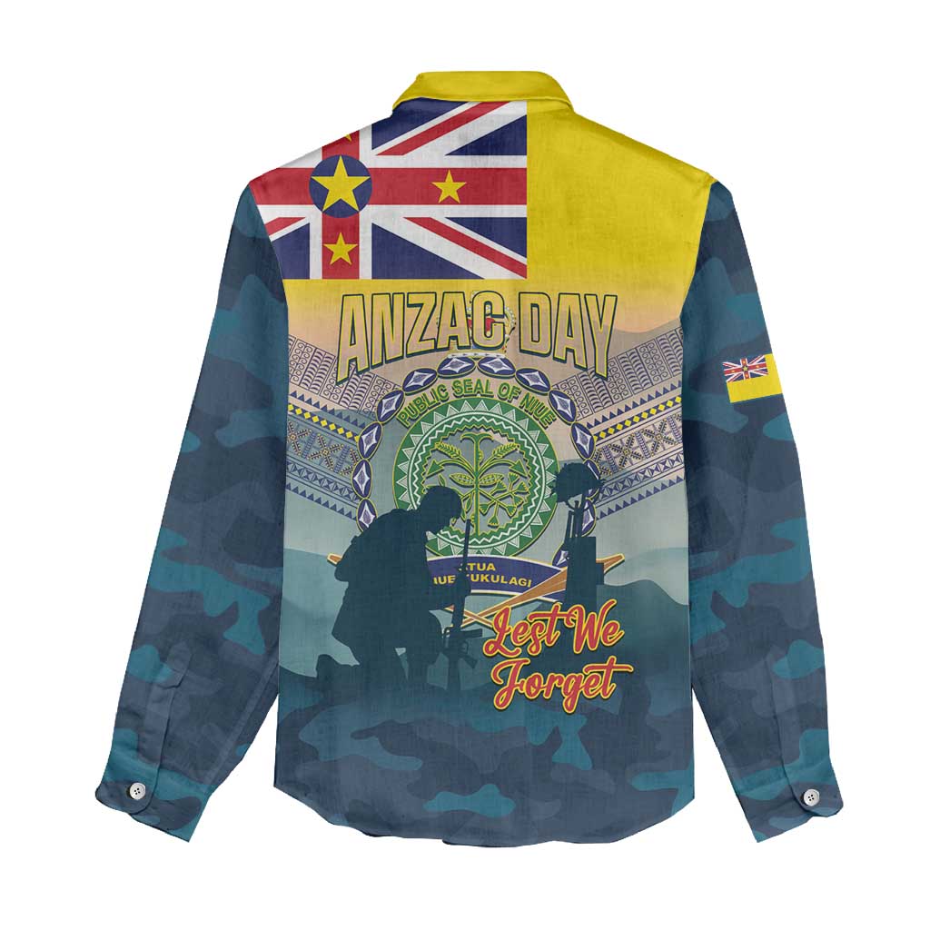 Niue ANZAC Day Women Casual Shirt We Will Remember Them Camouflage Style LT14 - Polynesian Pride