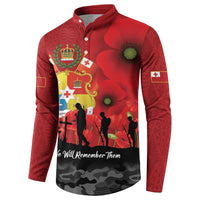 Tonga ANZAC Day Button Sweatshirt Ngatu Pattern We Will Remember Them LT14 - Polynesian Pride