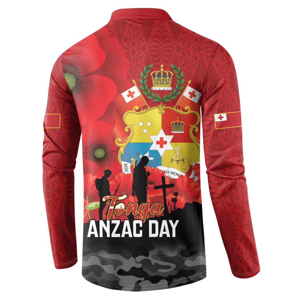 Tonga ANZAC Day Button Sweatshirt Ngatu Pattern We Will Remember Them LT14 - Polynesian Pride
