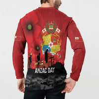 Tonga ANZAC Day Button Sweatshirt Ngatu Pattern We Will Remember Them LT14 - Polynesian Pride