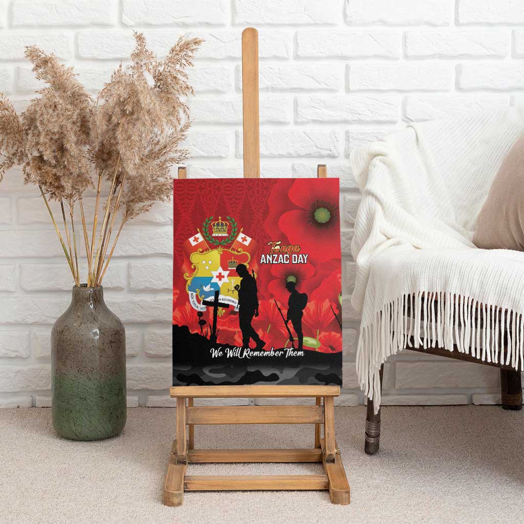 Tonga ANZAC Day Canvas Wall Art Ngatu Pattern We Will Remember Them LT14 - Polynesian Pride