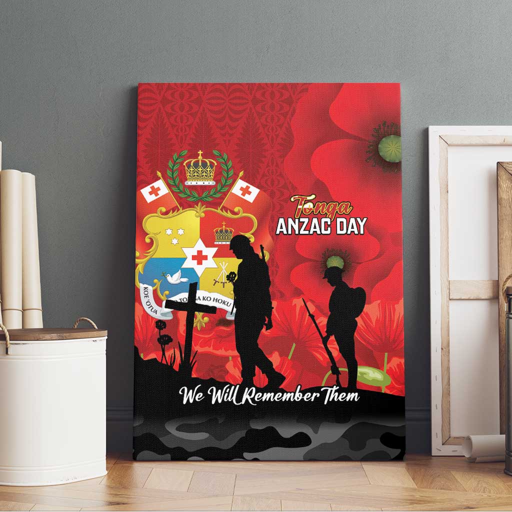 Tonga ANZAC Day Canvas Wall Art Ngatu Pattern We Will Remember Them LT14 - Polynesian Pride