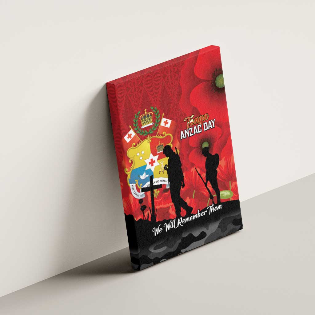 Tonga ANZAC Day Canvas Wall Art Ngatu Pattern We Will Remember Them LT14 - Polynesian Pride