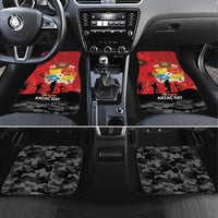 Tonga ANZAC Day Car Mats Ngatu Pattern We Will Remember Them LT14 Set 4pcs Red - Polynesian Pride