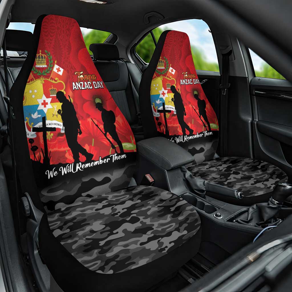 Tonga ANZAC Day Car Seat Cover Ngatu Pattern We Will Remember Them LT14 One Size Red - Polynesian Pride