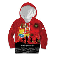 Tonga ANZAC Day Kid Hoodie Ngatu Pattern We Will Remember Them LT14 Hoodie Red - Polynesian Pride