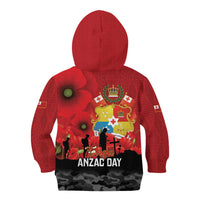 Tonga ANZAC Day Kid Hoodie Ngatu Pattern We Will Remember Them LT14 - Polynesian Pride