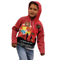 Tonga ANZAC Day Kid Hoodie Ngatu Pattern We Will Remember Them LT14 - Polynesian Pride