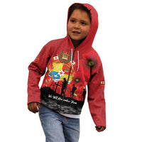 Tonga ANZAC Day Kid Hoodie Ngatu Pattern We Will Remember Them LT14 - Polynesian Pride