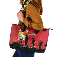Tonga ANZAC Day Leather Tote Bag Ngatu Pattern We Will Remember Them LT14 Red - Polynesian Pride