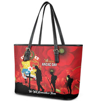 Tonga ANZAC Day Leather Tote Bag Ngatu Pattern We Will Remember Them LT14 - Polynesian Pride