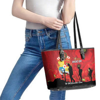 Tonga ANZAC Day Leather Tote Bag Ngatu Pattern We Will Remember Them LT14 - Polynesian Pride