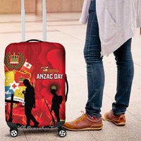 Tonga ANZAC Day Luggage Cover Ngatu Pattern We Will Remember Them LT14 Red - Polynesian Pride