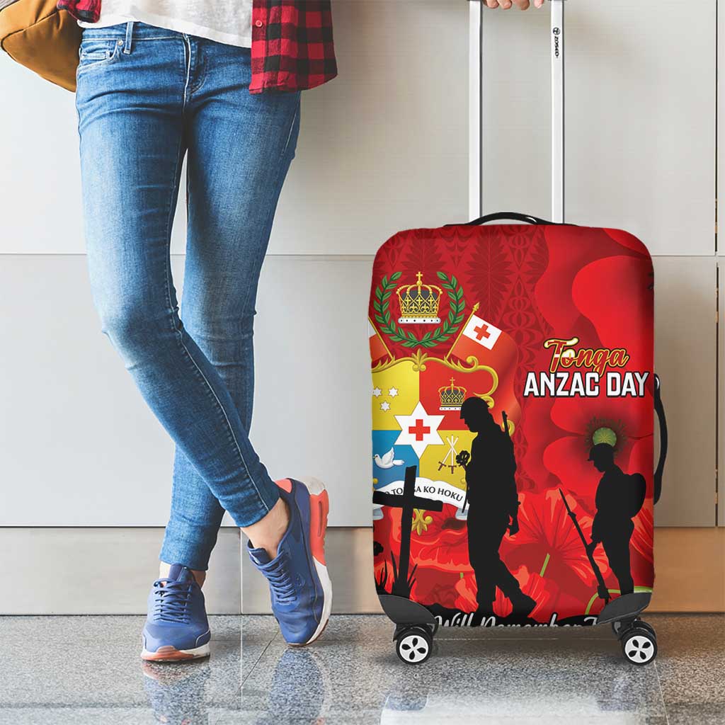 Tonga ANZAC Day Luggage Cover Ngatu Pattern We Will Remember Them LT14 - Polynesian Pride