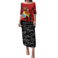 Tonga ANZAC Day Puletasi Ngatu Pattern We Will Remember Them LT14 Long Dress Red - Polynesian Pride