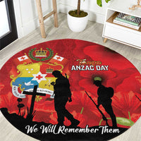 Tonga ANZAC Day Round Carpet Ngatu Pattern We Will Remember Them LT14 Red - Polynesian Pride
