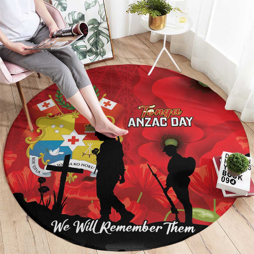 Tonga ANZAC Day Round Carpet Ngatu Pattern We Will Remember Them LT14 - Polynesian Pride