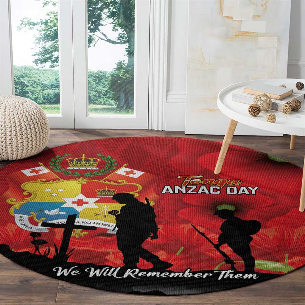 Tonga ANZAC Day Round Carpet Ngatu Pattern We Will Remember Them LT14 - Polynesian Pride