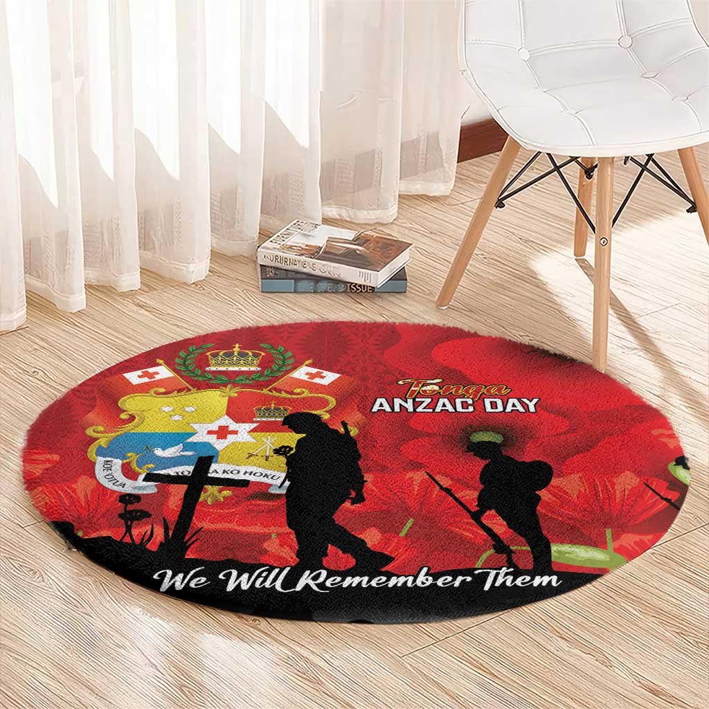 Tonga ANZAC Day Round Carpet Ngatu Pattern We Will Remember Them LT14 - Polynesian Pride