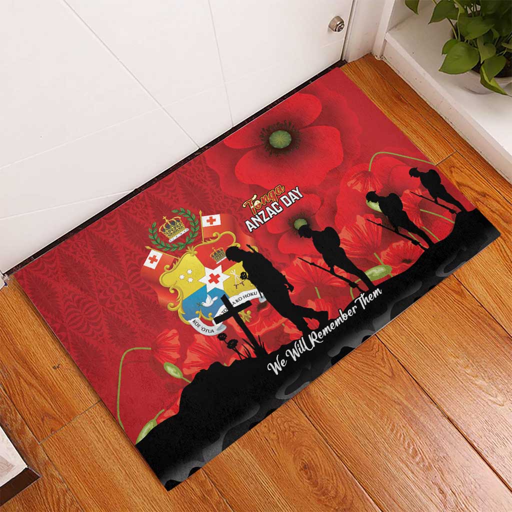 Tonga ANZAC Day Rubber Doormat Ngatu Pattern We Will Remember Them LT14 - Polynesian Pride
