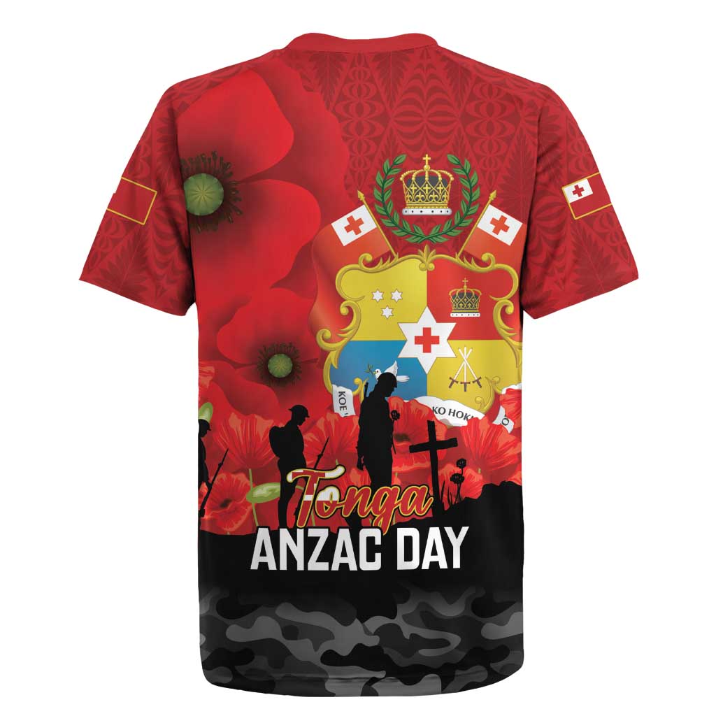 Tonga ANZAC Day Rugby Jersey Ngatu Pattern We Will Remember Them LT14 - Polynesian Pride