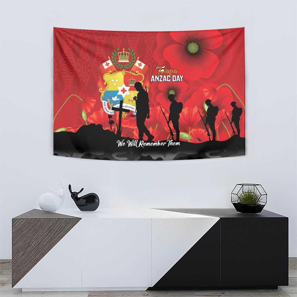Tonga ANZAC Day Tapestry Ngatu Pattern We Will Remember Them LT14 - Polynesian Pride