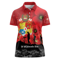 Tonga ANZAC Day Women Polo Shirt Ngatu Pattern We Will Remember Them LT14 Female Red - Polynesian Pride