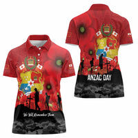 Tonga ANZAC Day Women Polo Shirt Ngatu Pattern We Will Remember Them LT14 - Polynesian Pride