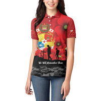 Tonga ANZAC Day Women Polo Shirt Ngatu Pattern We Will Remember Them LT14 - Polynesian Pride
