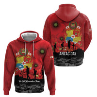 Tonga ANZAC Day Zip Hoodie Ngatu Pattern We Will Remember Them LT14 - Polynesian Pride