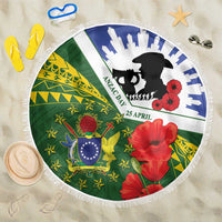 Cook Islands ANZAC Day Beach Blanket Last Post Lest We Forget LT14 One Size 150cm Green - Polynesian Pride