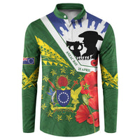Cook Islands ANZAC Day Button Sweatshirt Last Post Lest We Forget LT14 Green - Polynesian Pride
