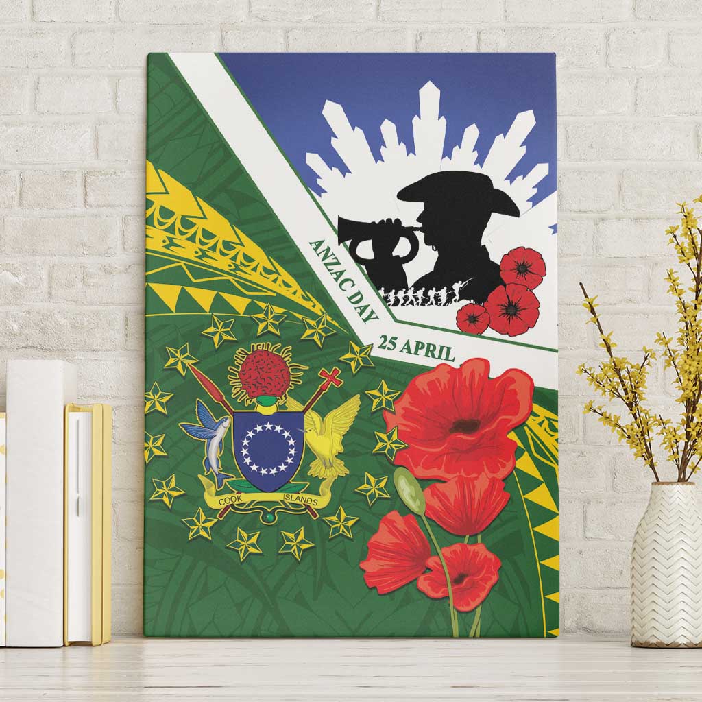 Cook Islands ANZAC Day Canvas Wall Art Last Post Lest We Forget LT14 Without Frame Green - Polynesian Pride