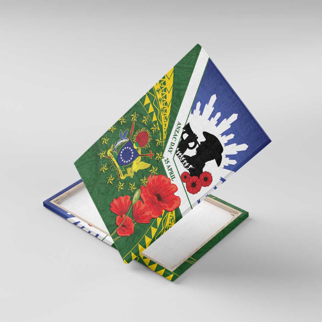 Cook Islands ANZAC Day Canvas Wall Art Last Post Lest We Forget LT14 With Frame Green - Polynesian Pride