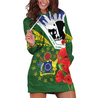 Cook Islands ANZAC Day Hoodie Dress Last Post Lest We Forget LT14 Green - Polynesian Pride