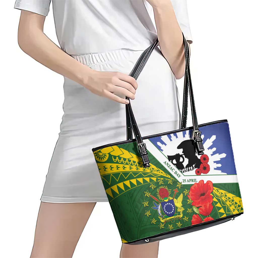 Cook Islands ANZAC Day Leather Tote Bag Last Post Lest We Forget LT14 - Polynesian Pride
