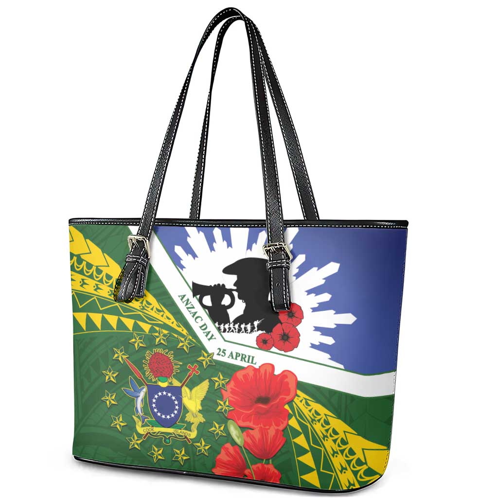Cook Islands ANZAC Day Leather Tote Bag Last Post Lest We Forget LT14 - Polynesian Pride